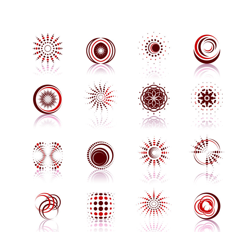 抽象矢量红色圆形元素标志设计