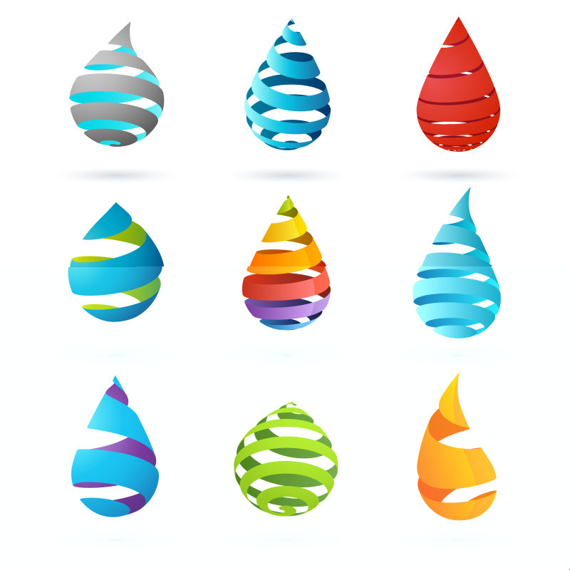 创意矢量现代抽象水滴元素标志设计