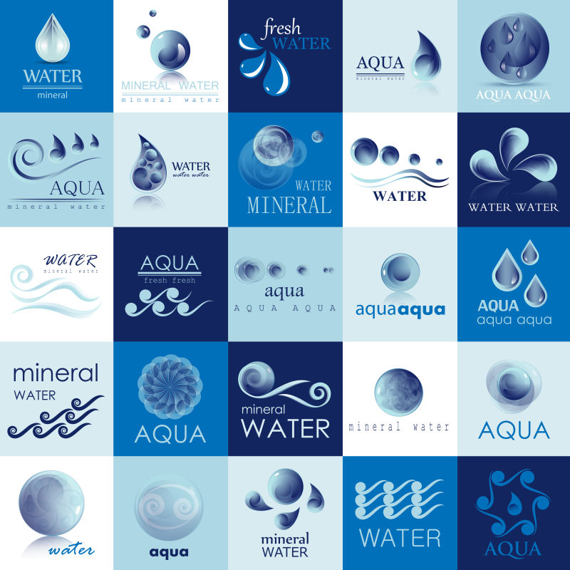 抽象矢量水元素的标志设计