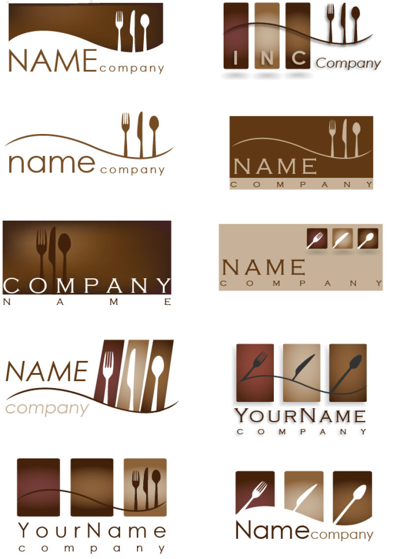 矢量创意棕色现代餐厅标志设计