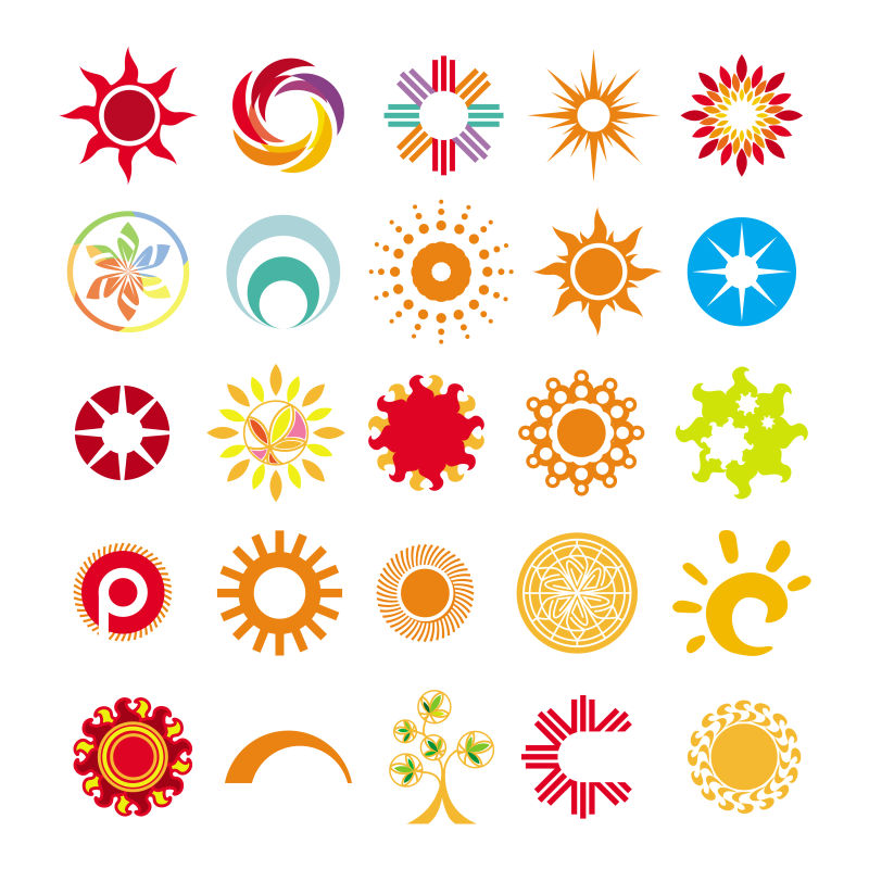 创意矢量太阳元素抽象标志设计