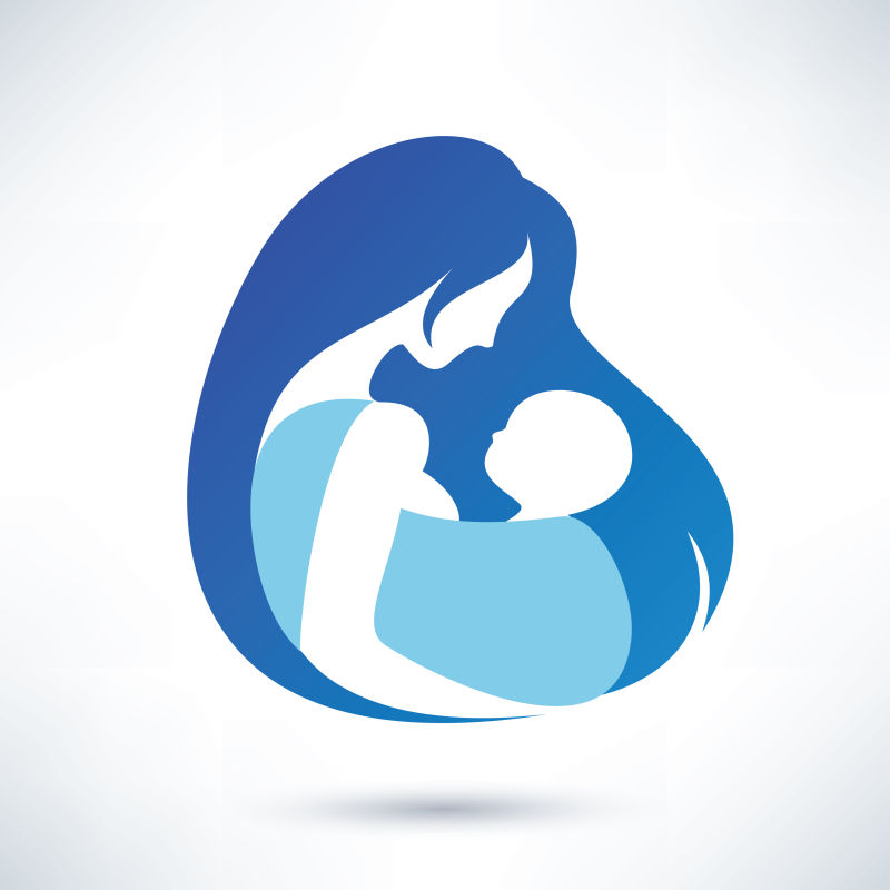 矢量抽象蓝色母婴标志设计