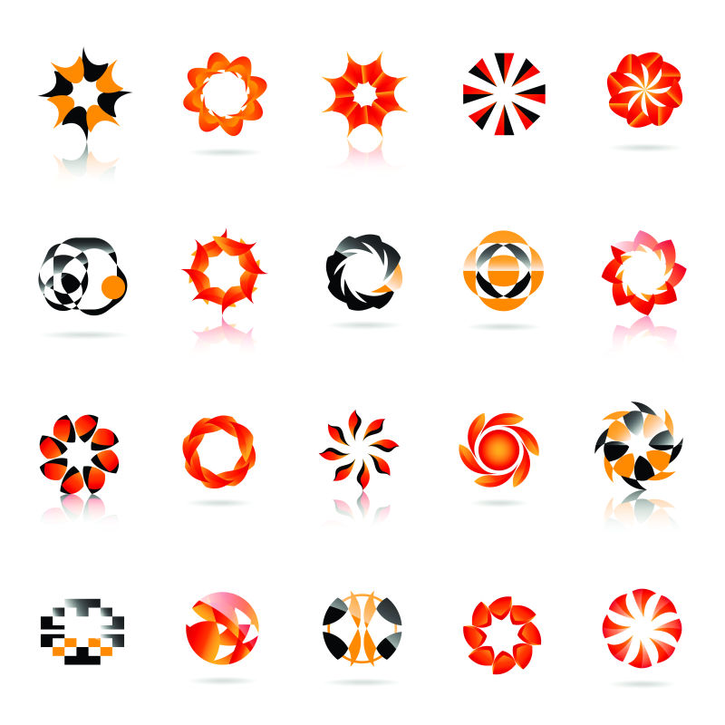 创意矢量彩色循环花型图标设计