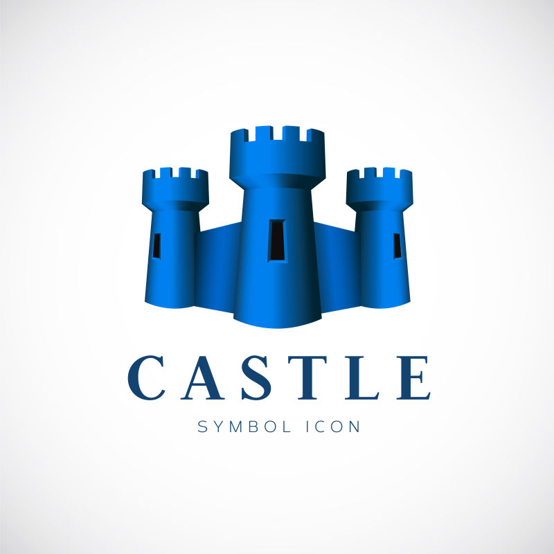 抽象矢量蓝色城堡标志设计