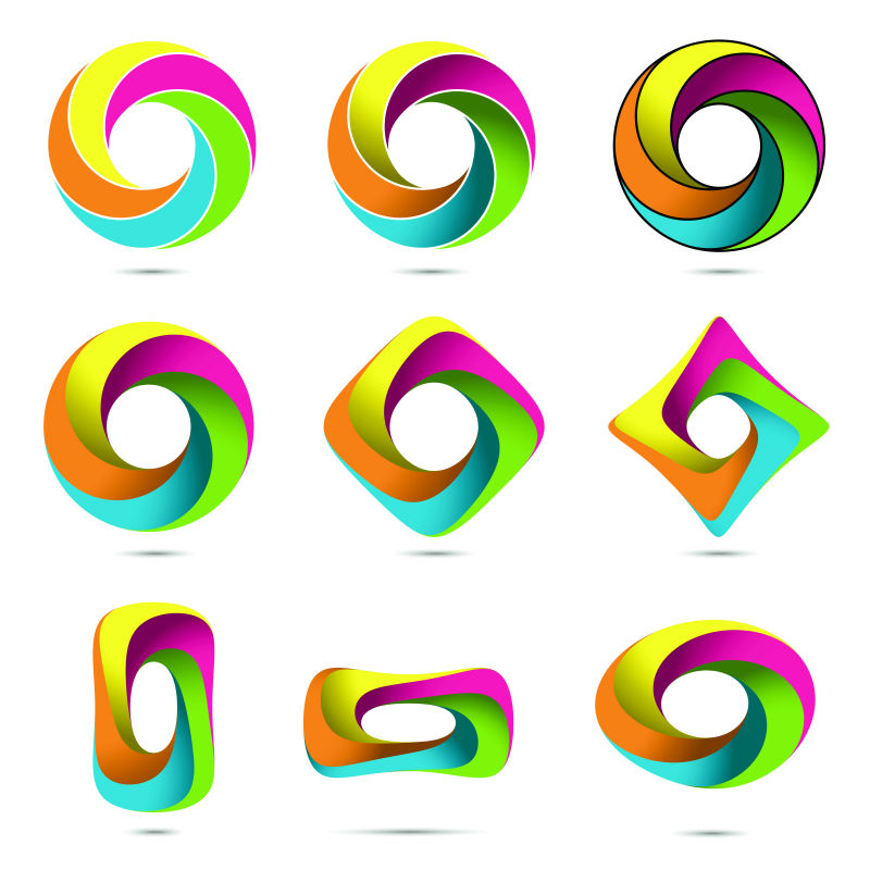 抽象矢量彩色循环标志设计