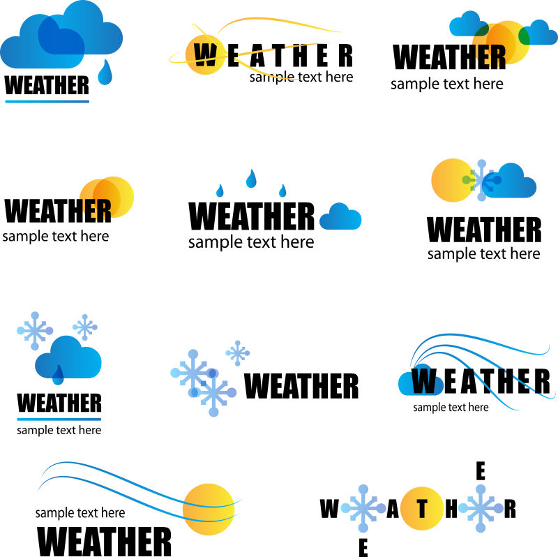 创意矢量天气主题的创意标志设计
