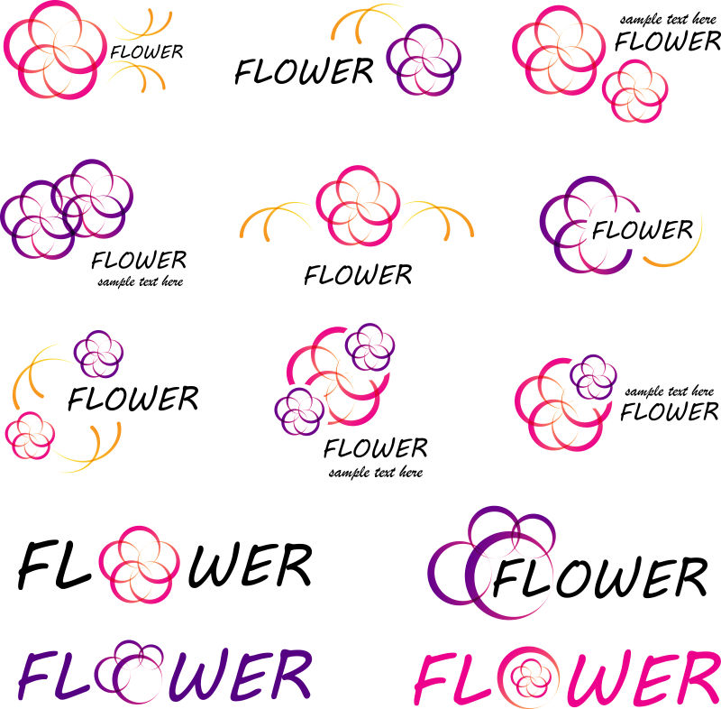 矢量抽象花卉元素标志设计
