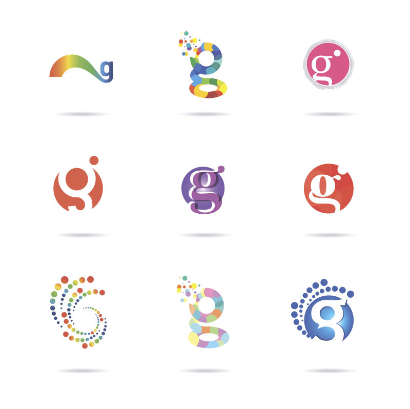 创意矢量彩色字母g的图标设计