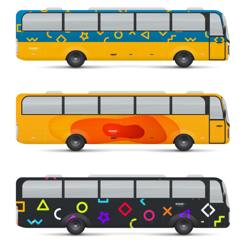 彩色的客车插图矢量设计
