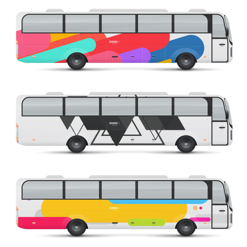 彩色的大型客车插图矢量设计