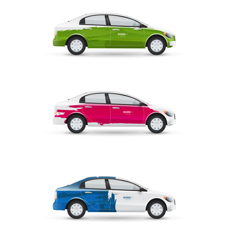 抽象矢量彩色装饰的汽车设计