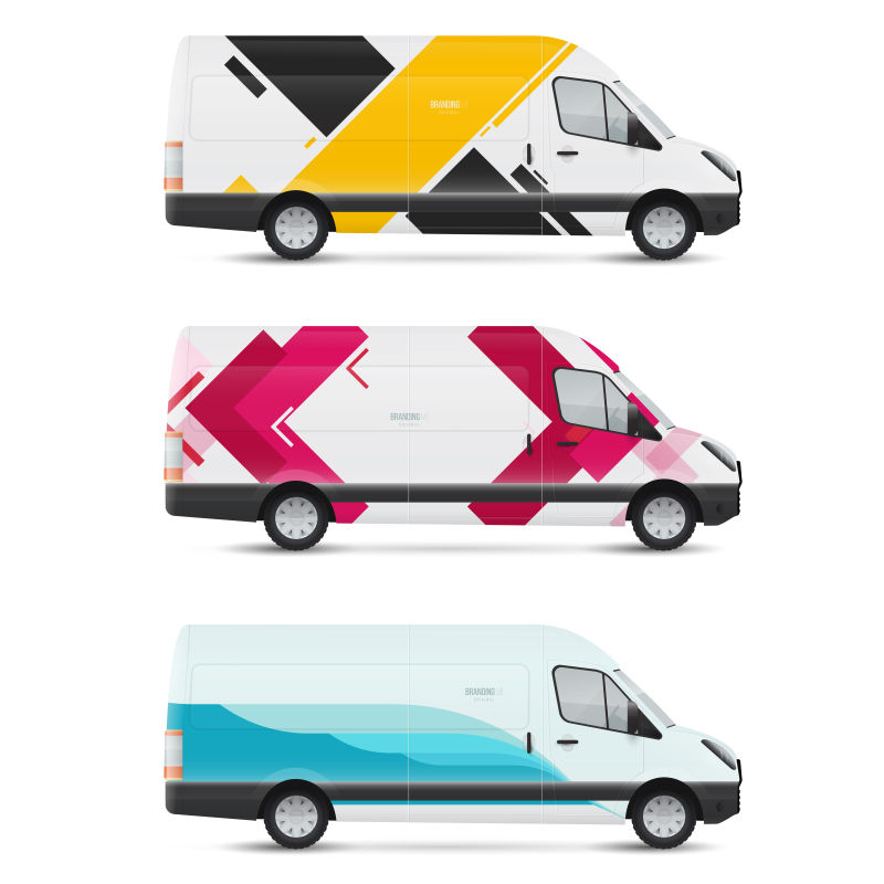 创意彩色几何元素的矢量巴士车身设计