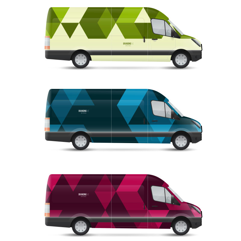 创意矢量彩色几何巴士模型设计