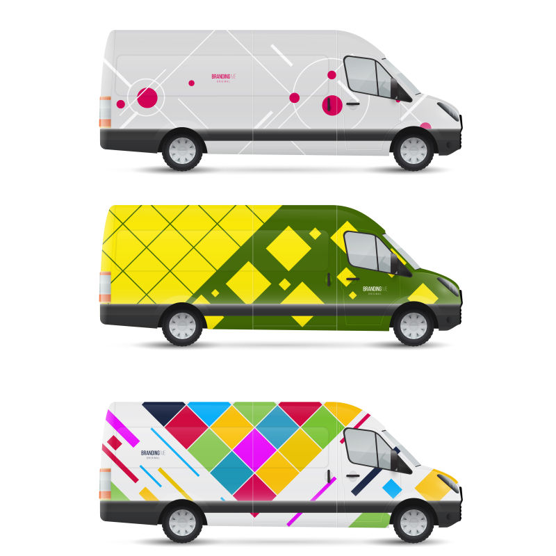 创意矢量现代彩色几何汽车巴士设计