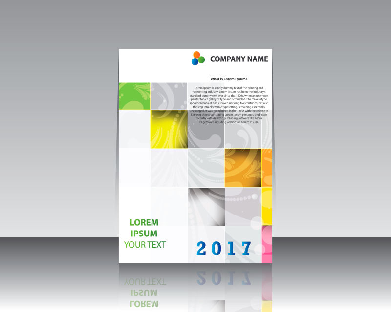 矢量的彩色方形图案年度报告设计