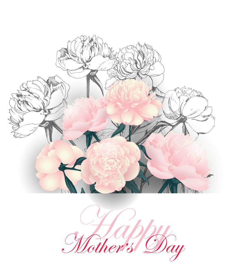矢量浪漫牡丹花元素的母亲节背景设计
