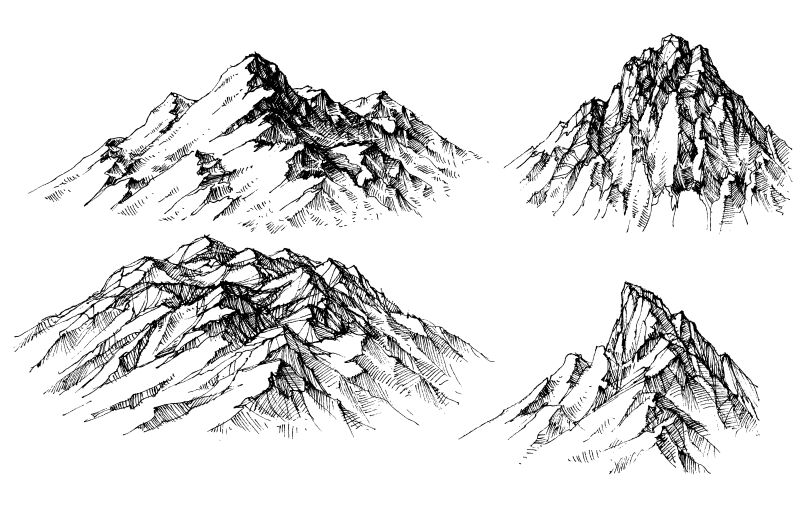抽象矢量手绘山脉设计
