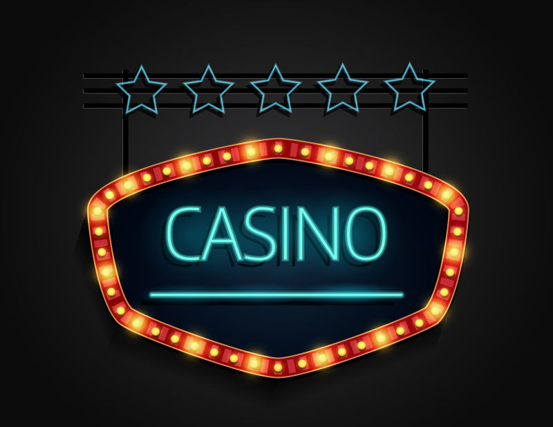 创意矢量现代赌场的霓虹灯标志设计
