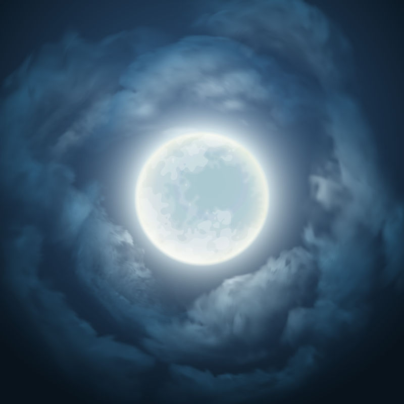 抽象矢量夜空中的月亮插图