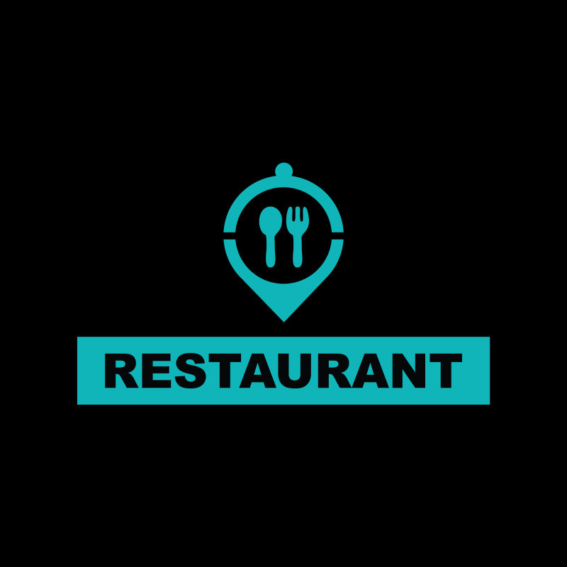 矢量蓝色抽象餐厅的标志设计