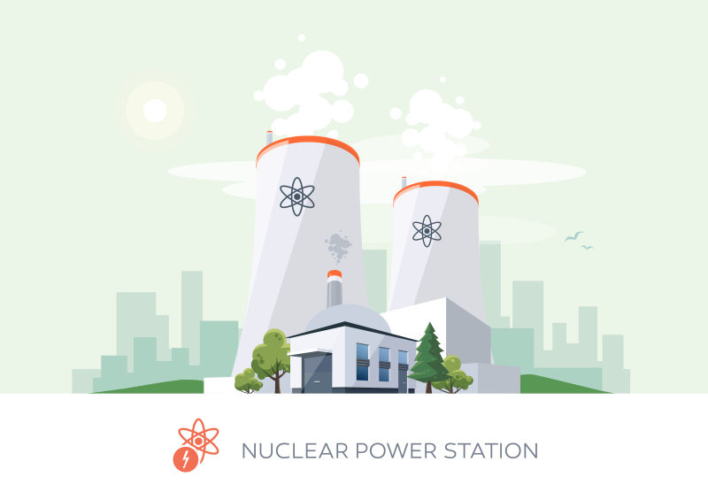 抽象矢量现代工业核电站插图
