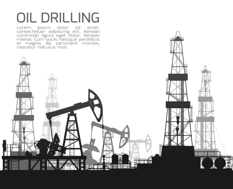抽象矢量现代石油开采主题的设计插图