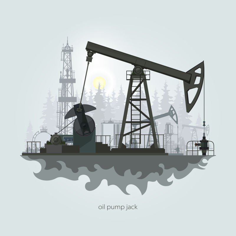 创意矢量现代石油开采主题的设计插图