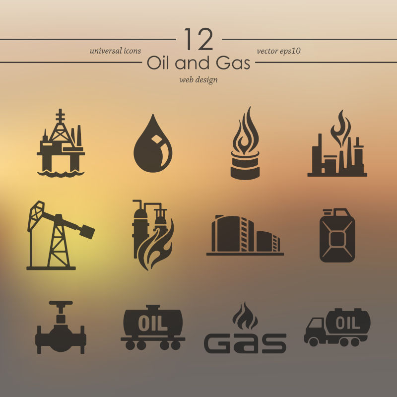 创意矢量现代石油工业主题图标设计