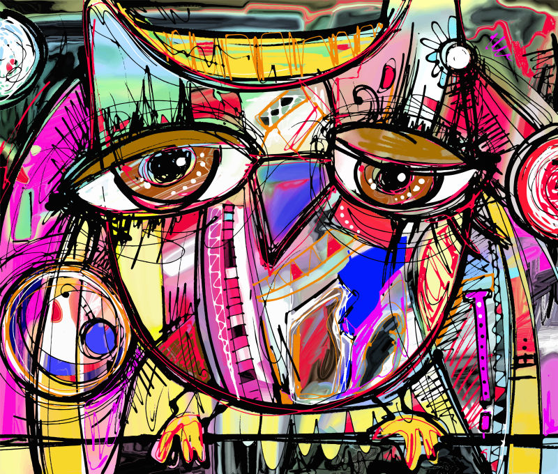 创意矢量猫头鹰元素数码绘画艺术插图