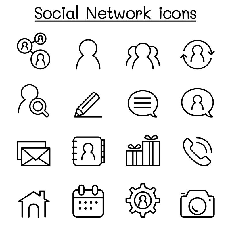 抽象矢量现代商业社会网络细线图标设计