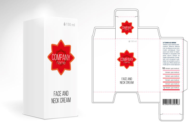 创意矢量现代红花元素的包装盒设计