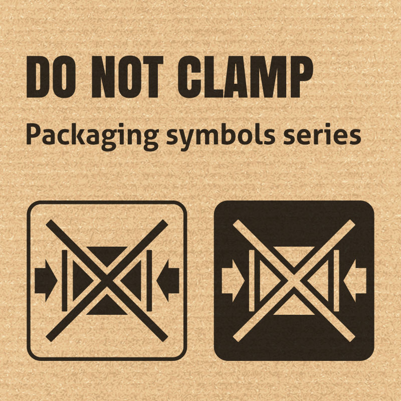 矢量不要将包装符号夹在瓦楞纸板背景上