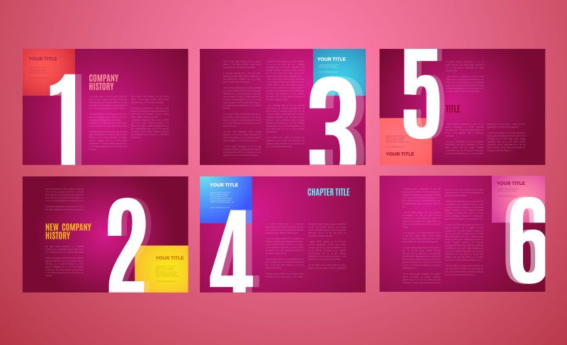 创意矢量数字元素的粉色宣传册设计
