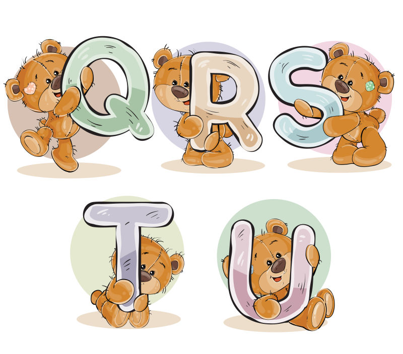矢量泰迪熊字母可爱设计