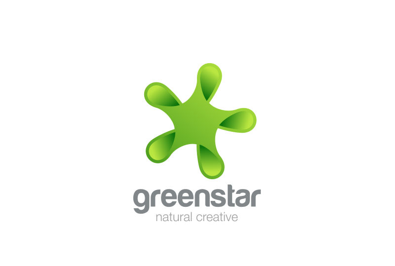 矢量抽象绿色星型标志设计