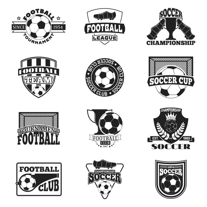 抽象矢量足球元素标志设计