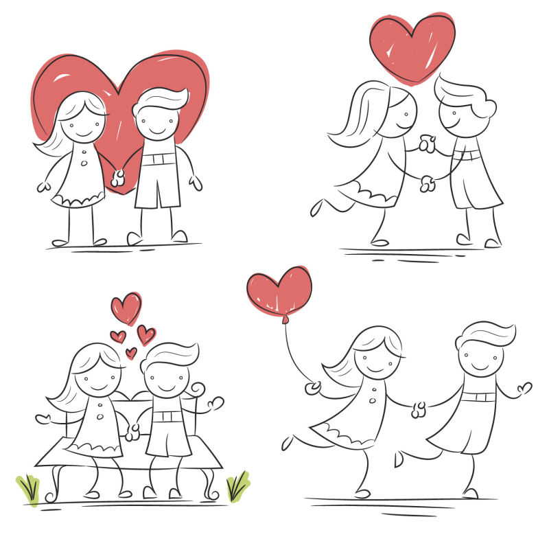 创意矢量手绘情人节主题插图设计