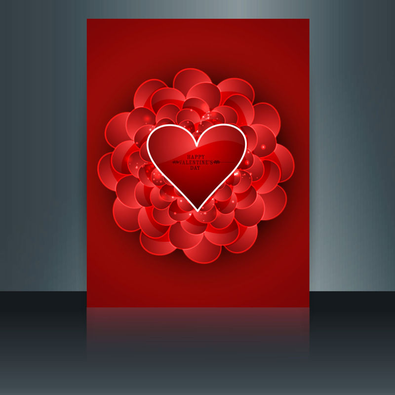 创意矢量红色心形装饰的情人节卡片设计
