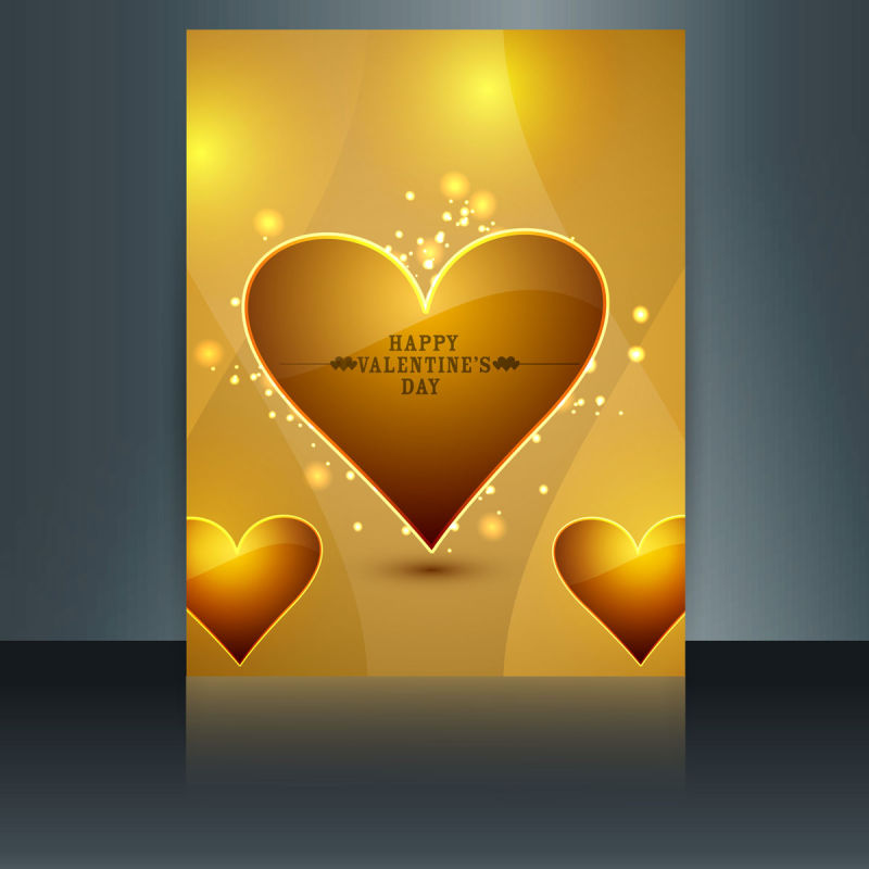 抽象矢量金色现代情人节卡片设计