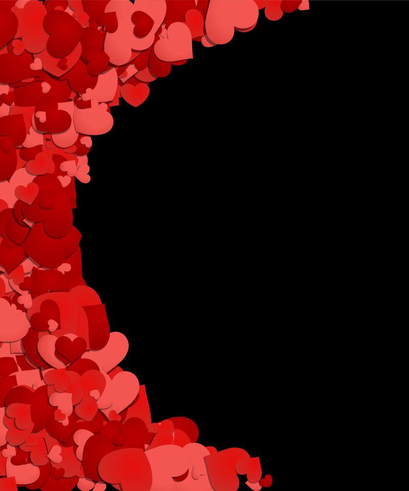 黑色的情人节背景有红和粉红的心矢量