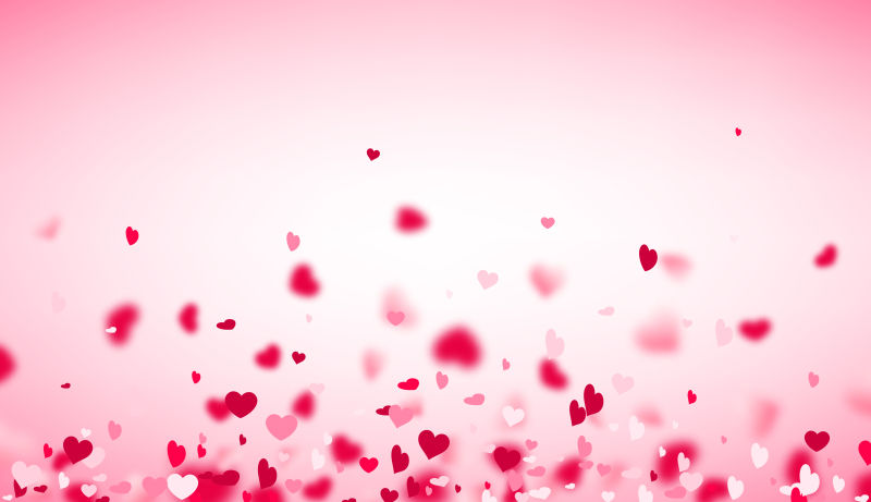 爱情人的粉红色背景与模糊的心矢量