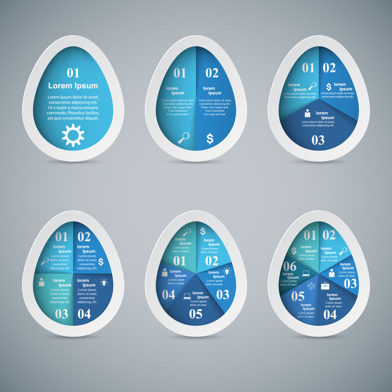 创意矢量蓝色鸡蛋图形的信息图表设计