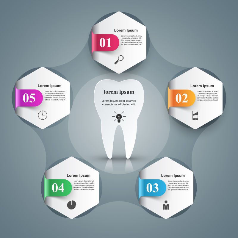 创意矢量牙齿主题的信息图表设计