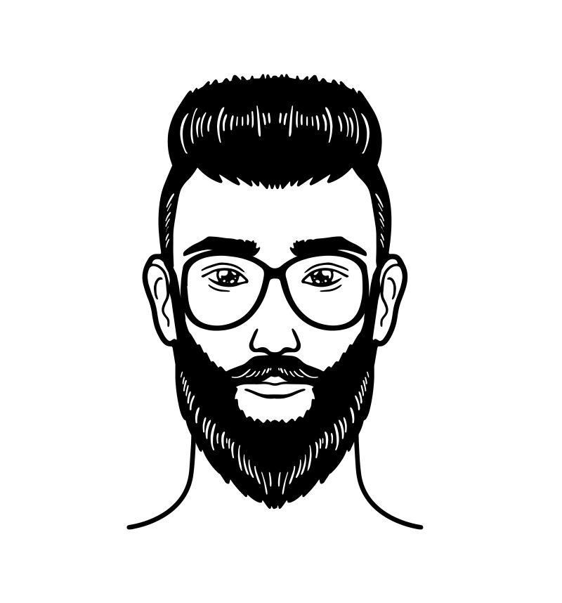 矢量设计戴眼镜长胡子的男人图像