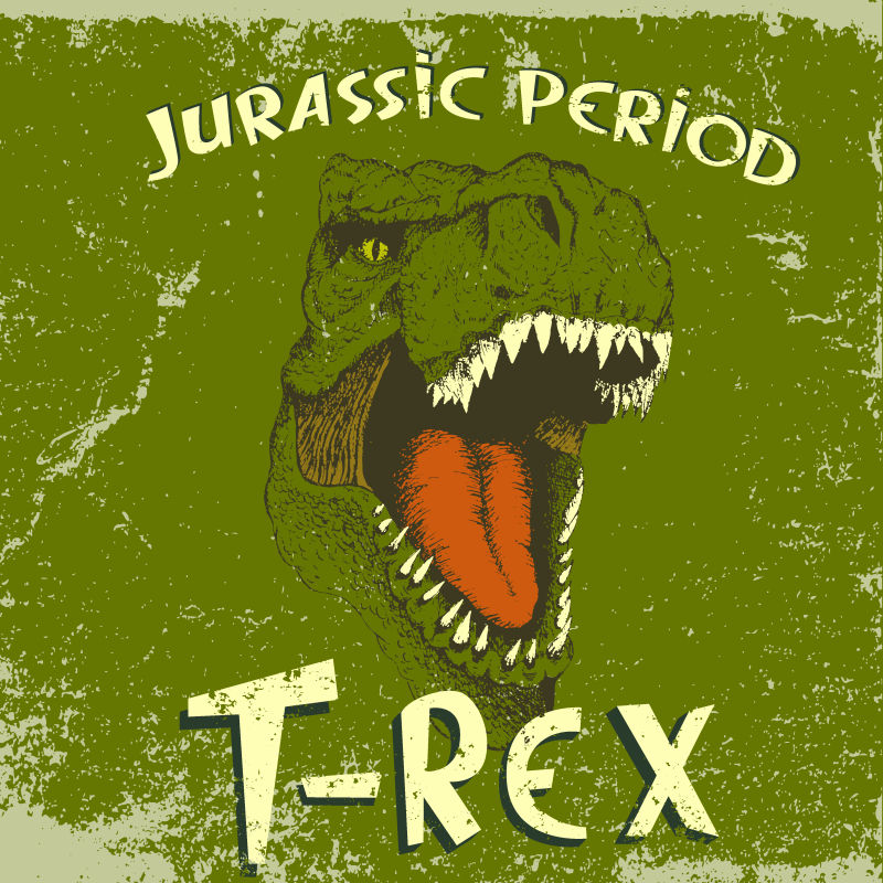 矢量抽象恐龙元素的旧海报设计