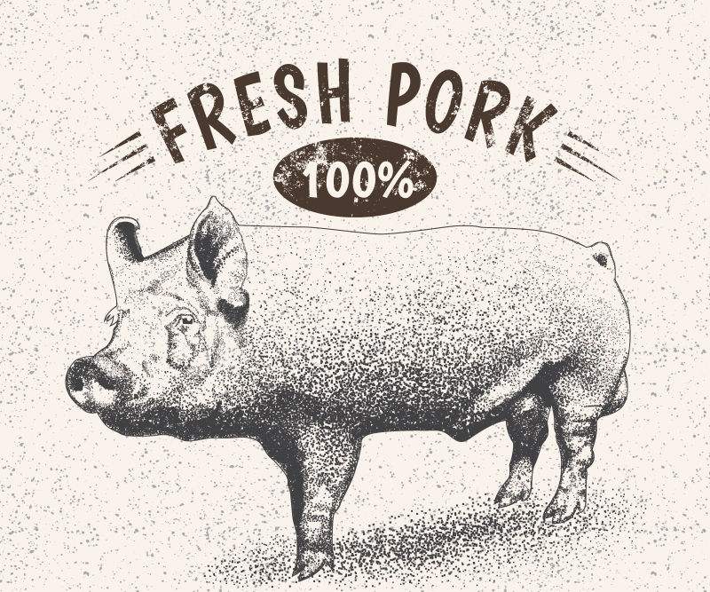 抽象矢量新鲜猪肉元素的平面海报设计