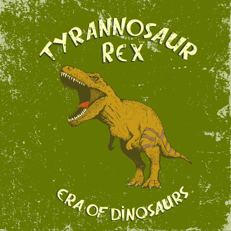 矢量恐龙元素的抽象旧海报设计