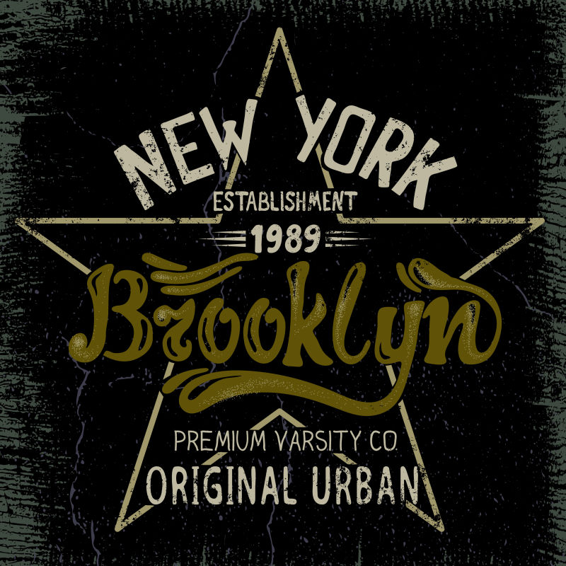抽象矢量布鲁克林主题的平面旧海报设计