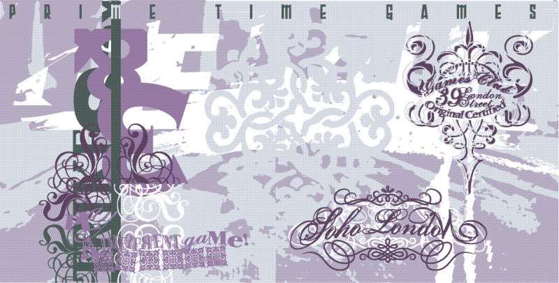 抽象矢量复古紫色花纹装饰印刷设计插图