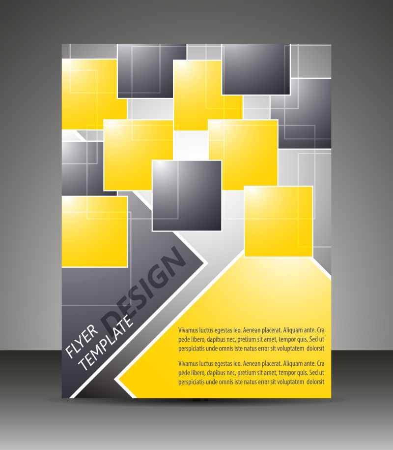 创意矢量现代黄色灰色几何宣传单设计